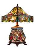Large 18" Amazing Rose Flower Leaf  Tiffany Table Lamp with Lighted Base