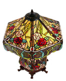 Large 18" Amazing Rose Flower Leaf  Tiffany Table Lamp with Lighted Base