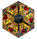 Large 18" Amazing Rose Flower Leaf  Tiffany Table Lamp with Lighted Base