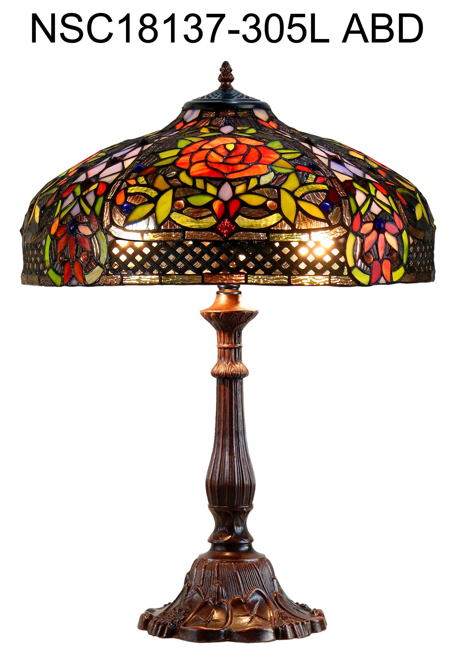 Timeless Collection@ Huge 18 inches Rose  Style Tiffany Table Lamp