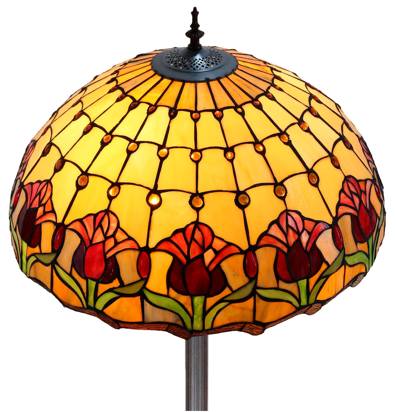 Huge 20" Colonial Tulip Style Leadlight Tiffany Floor Lamp