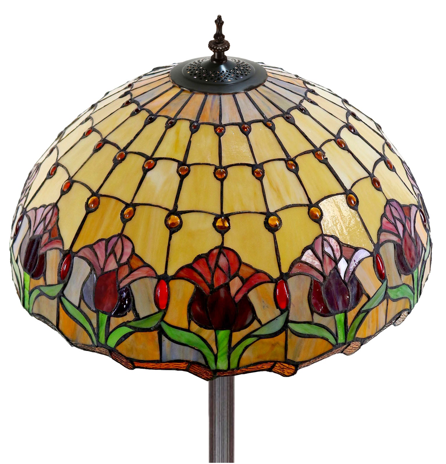 Huge 20" Colonial Tulip Style Leadlight Tiffany Floor Lamp