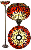 14"  Red Dragonfly Style Tiffany Floor Torchiere Lamp