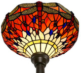 14"  Red Dragonfly Style Tiffany Floor Torchiere Lamp