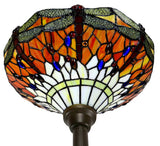 14"  Red Dragonfly Style Tiffany Floor Torchiere Lamp