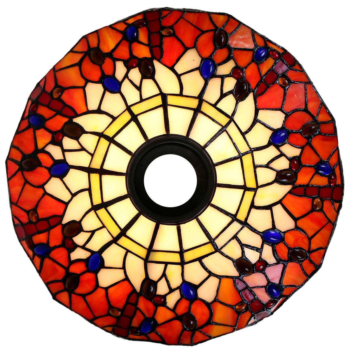 14"  Red Dragonfly Style Tiffany Floor Torchiere Lamp