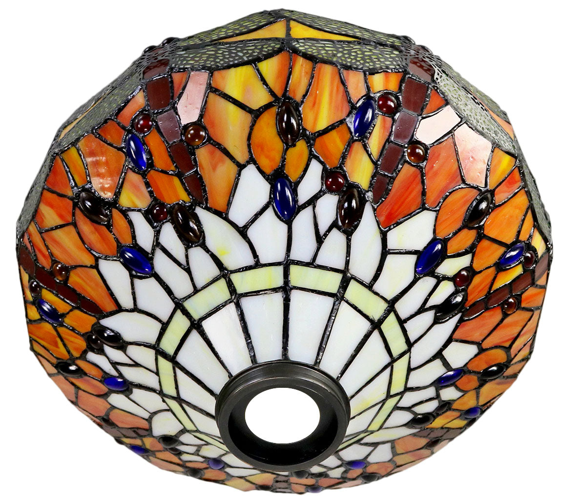 14"  Red Dragonfly Style Tiffany Floor Torchiere Lamp