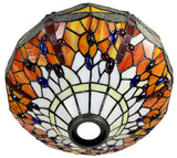 14"  Red Dragonfly Style Tiffany Floor Torchiere Lamp