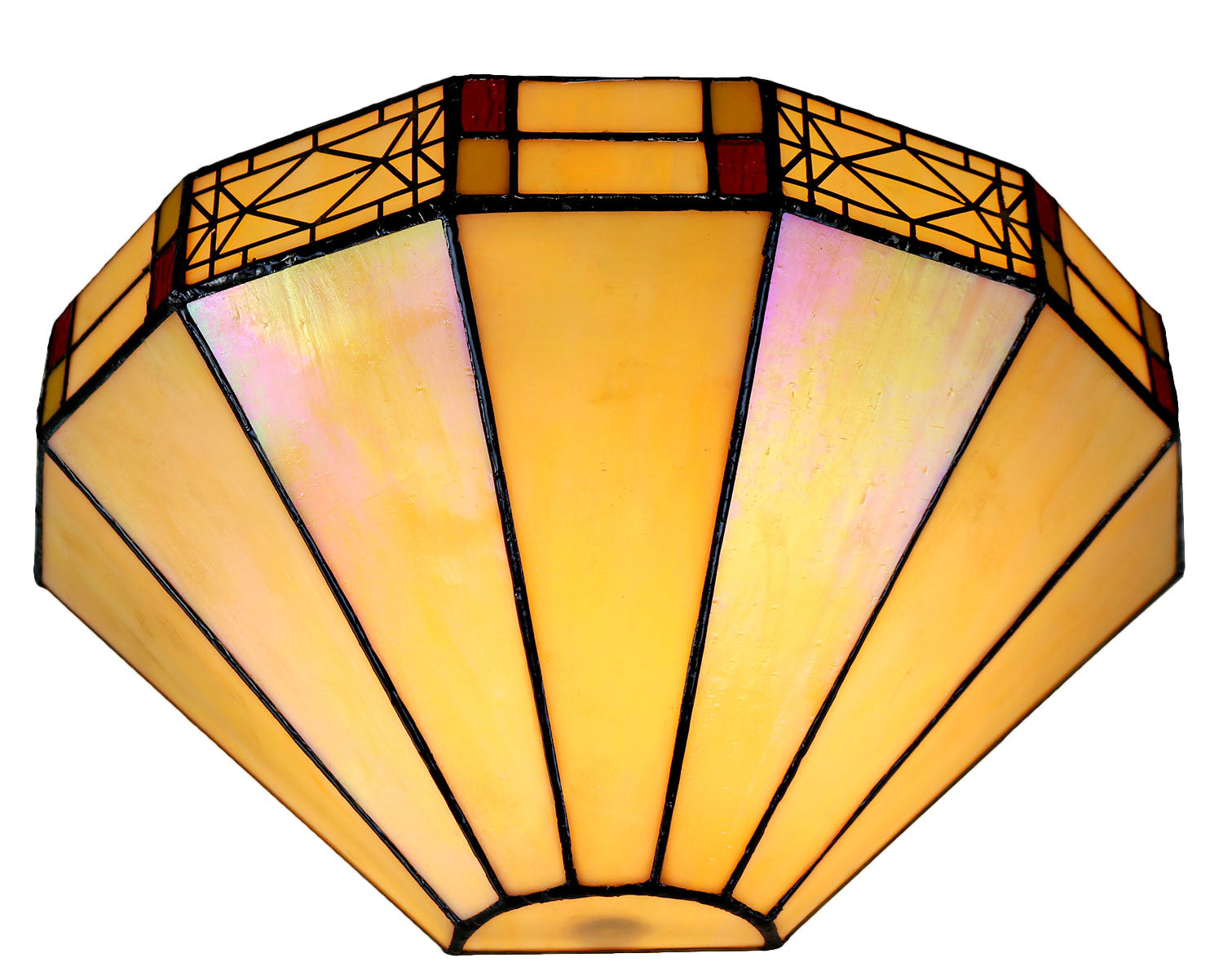 Ivory white  Mission Stained Glass Tiffany Wall Light  with  Double Intricate Filigree Accent