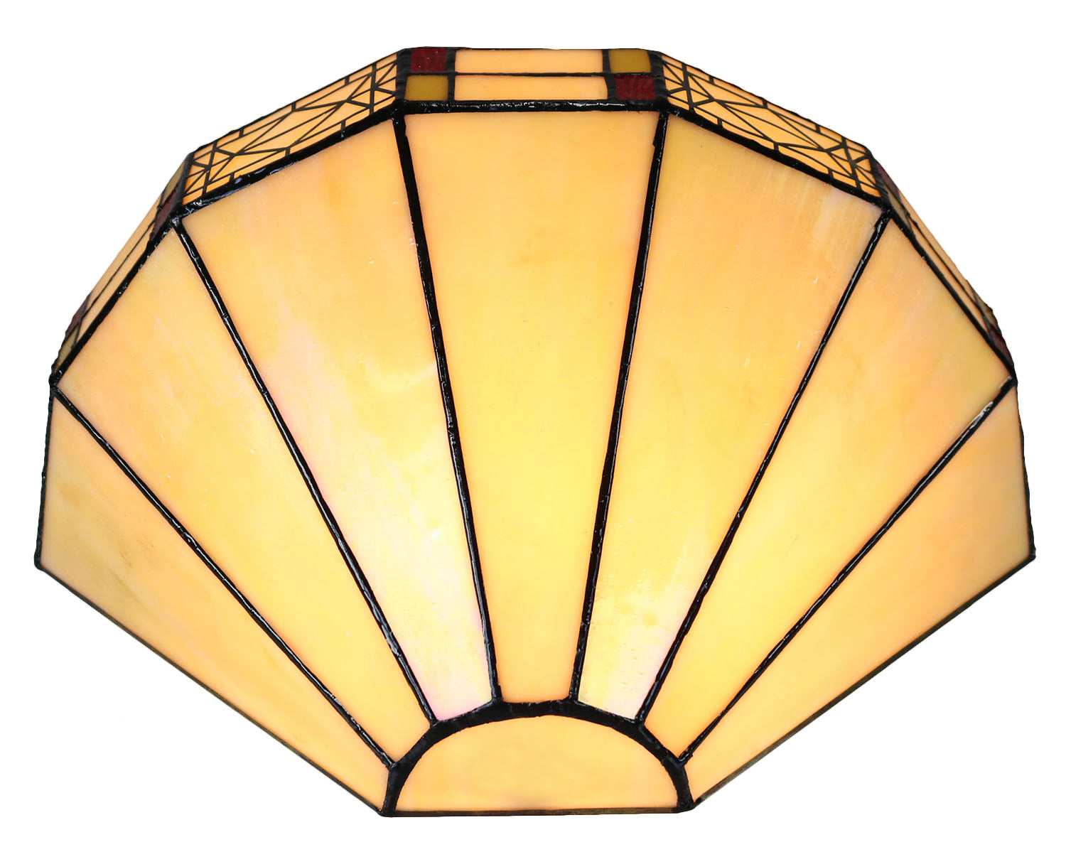 Ivory white  Mission Stained Glass Tiffany Wall Light  with  Double Intricate Filigree Accent