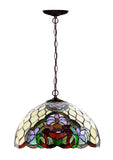12" Poppy Flower Stained Glass Tiffany Pendant Light