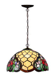 12" Poppy Flower Stained Glass Tiffany Pendant Light