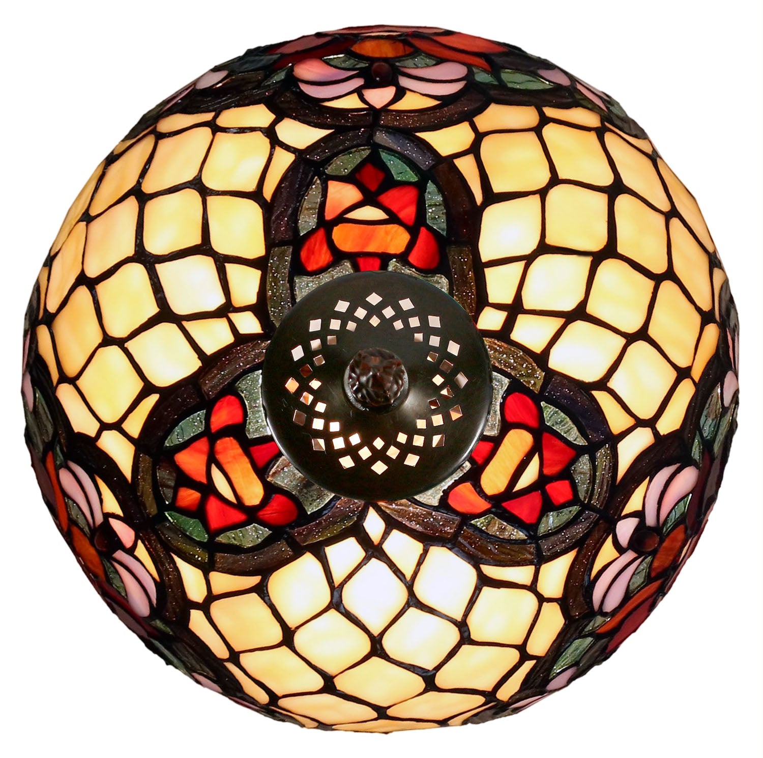 12" Poppy Flower Stained Glass Tiffany Pendant Light