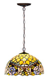 12"  Jeweled Rose Style Stained Glass Tiffany Pendant Light