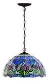 12" Blue Tulip Style Stained Glass Tiffany Pendant Light