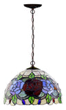 12" Traditional Rose Style Flower Tiffany Pendant Light
