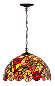 12" Traditional Dragonfly Style Daisy Flower Tiffany Pendant Light