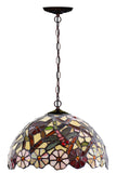 12" Traditional Dragonfly Style Daisy Flower Tiffany Pendant Light