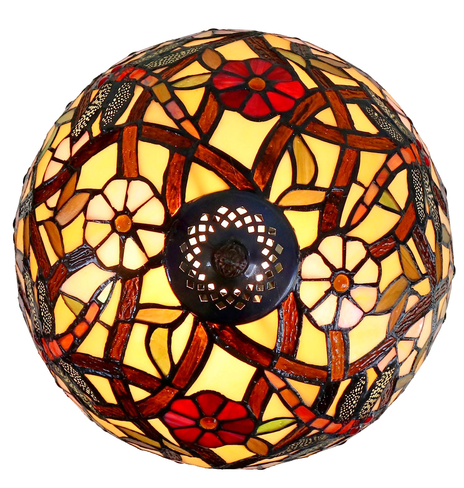 12" Traditional Dragonfly Style Daisy Flower Tiffany Pendant Light