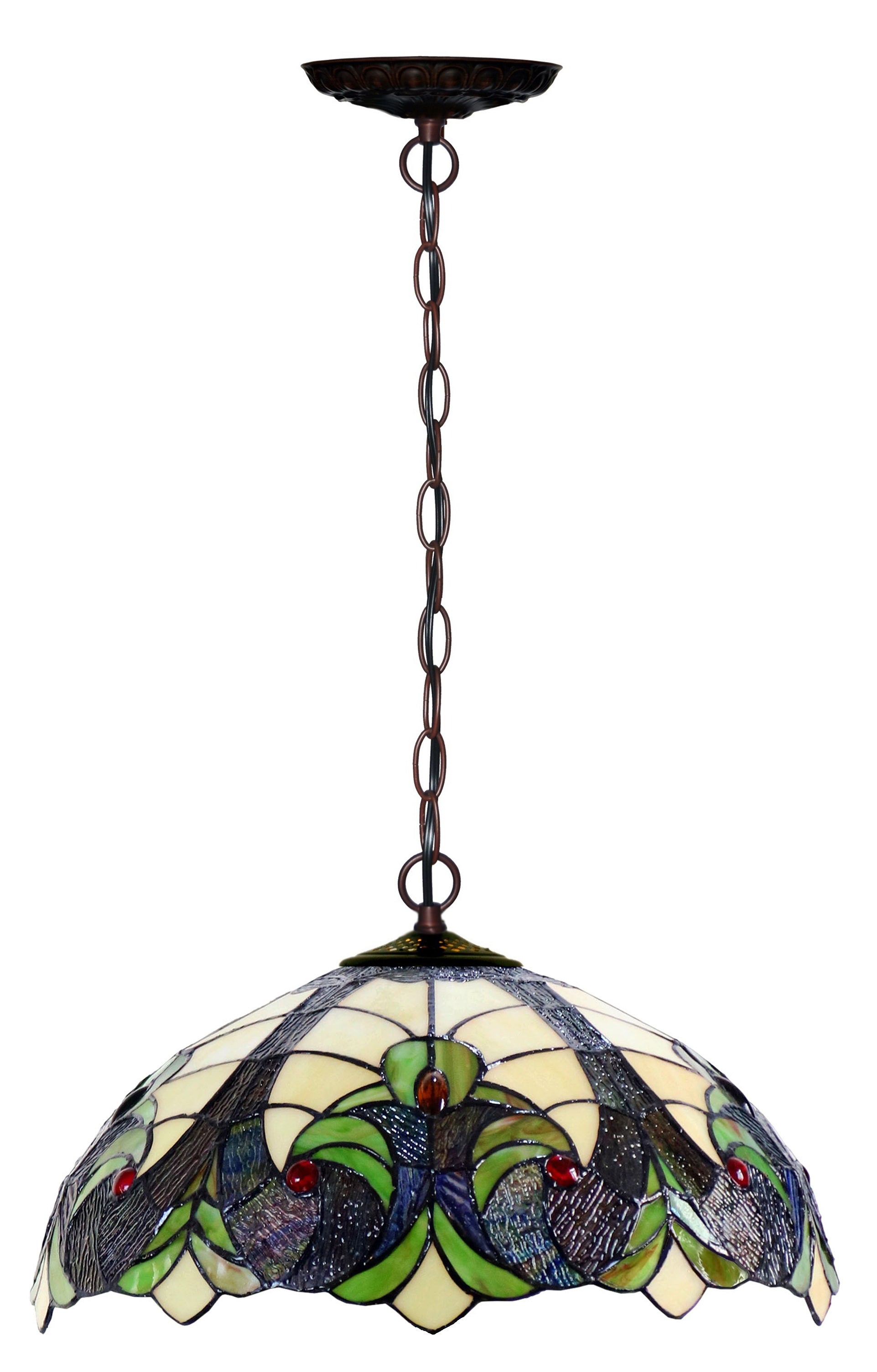 16" Amor Green Brown Tiffany Pendant Light