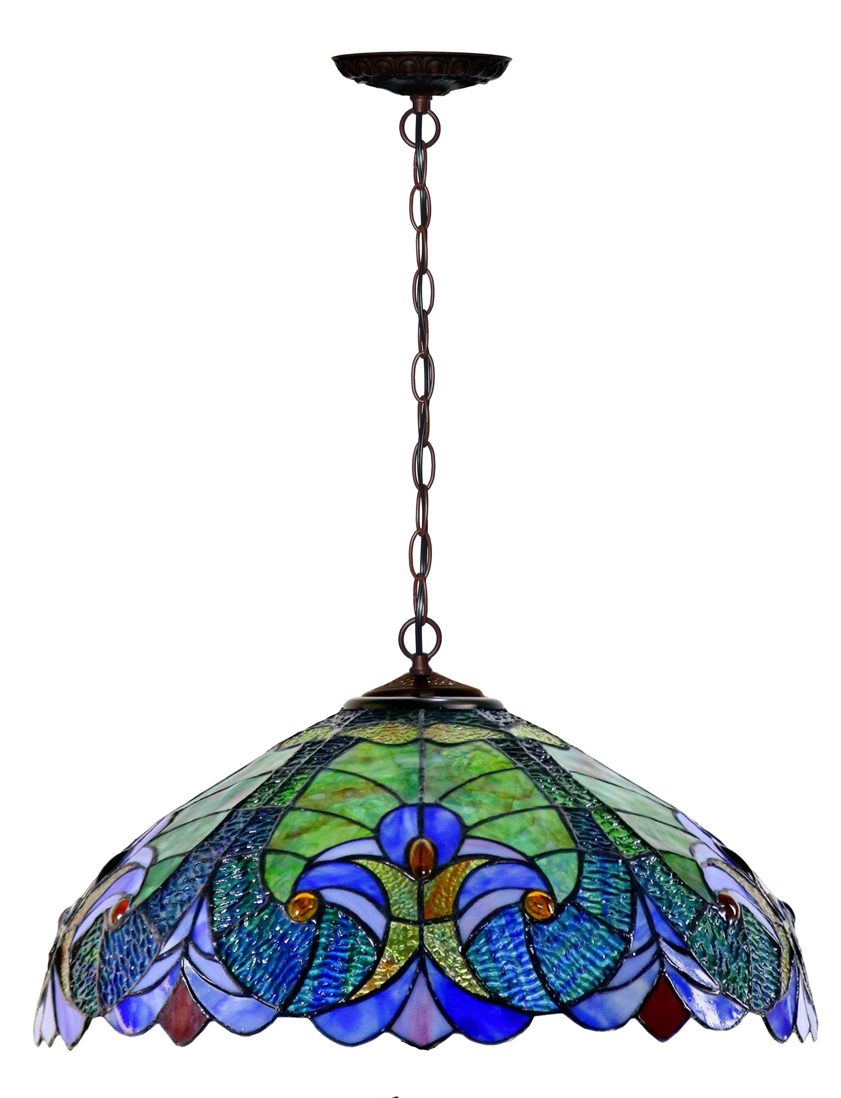 Large 18" Amor  Green Victorian Style Tiffany Style Pendant light