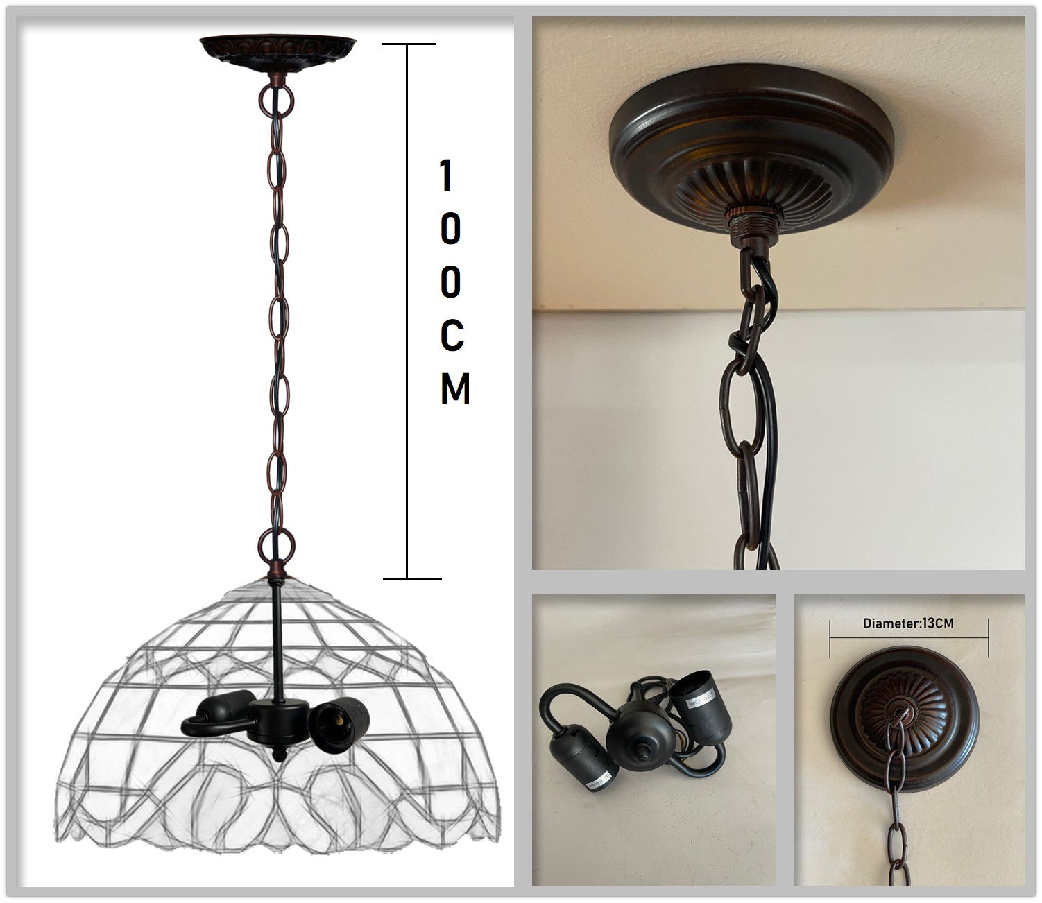 Large 18" Amor  Green Victorian Style Tiffany Style Pendant light