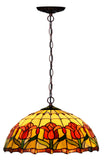 18" Red Tulip Style Stained Glass Leadlight Tiffany Pendant Light