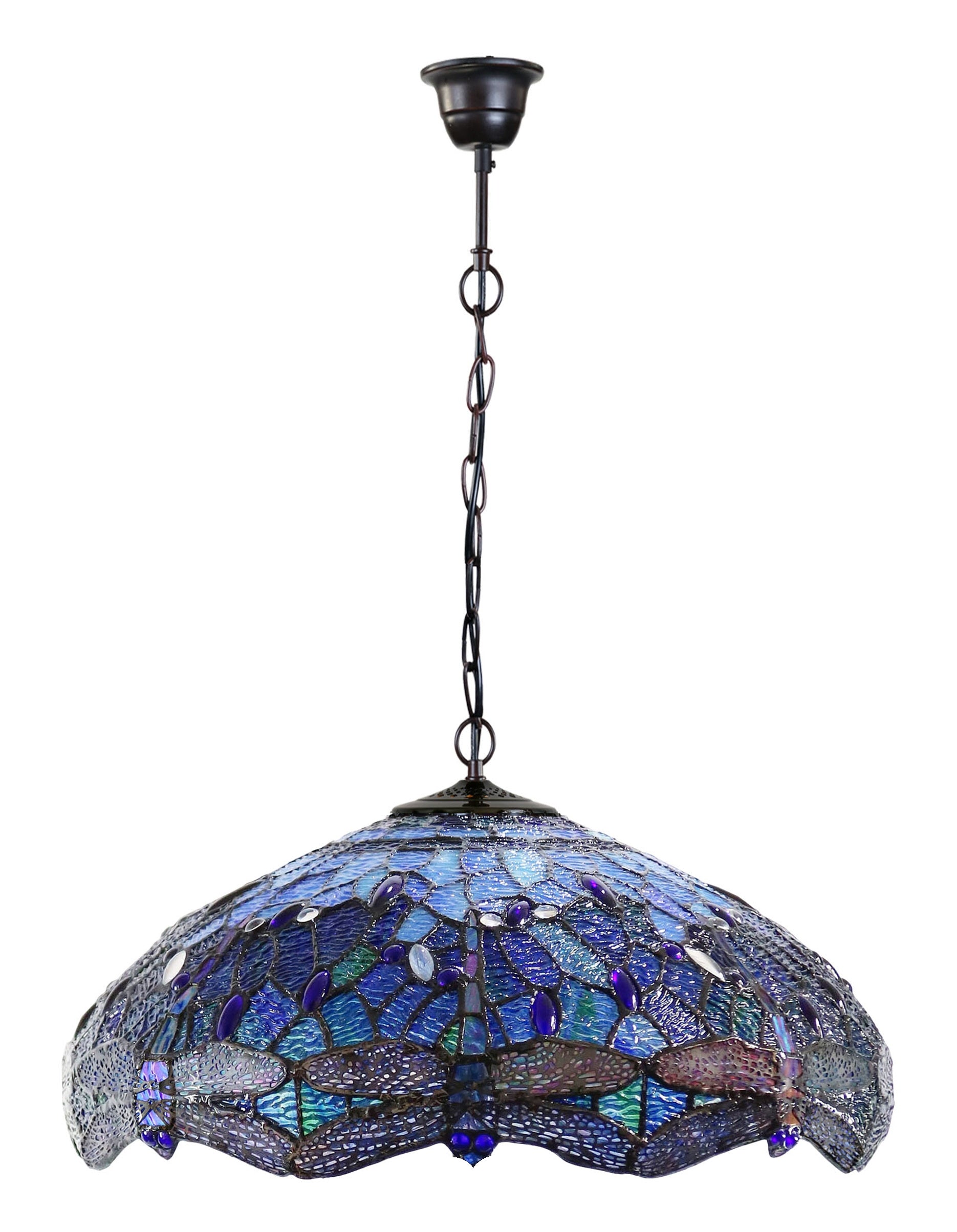Large 20" Blue Dragonfly Style Tiffany  Pendant Light Down light