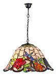 16" Dragonfly Rose Style Tiffany  Pendant Light