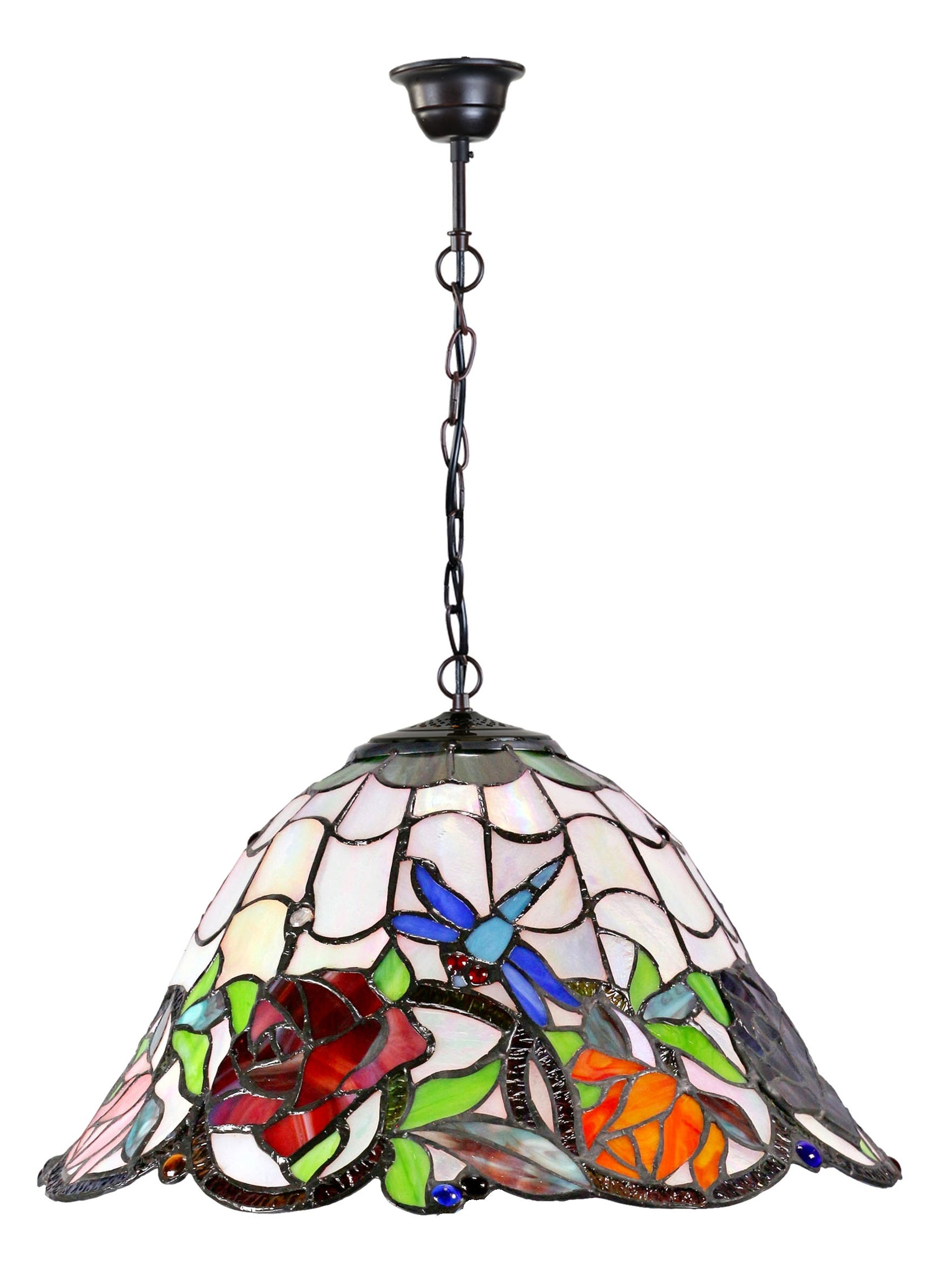 16" Dragonfly Rose Style Tiffany  Pendant Light