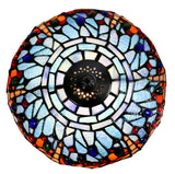 11" Traditional Red Blue Dragonfly Style Flower Tiffany Pendant Light