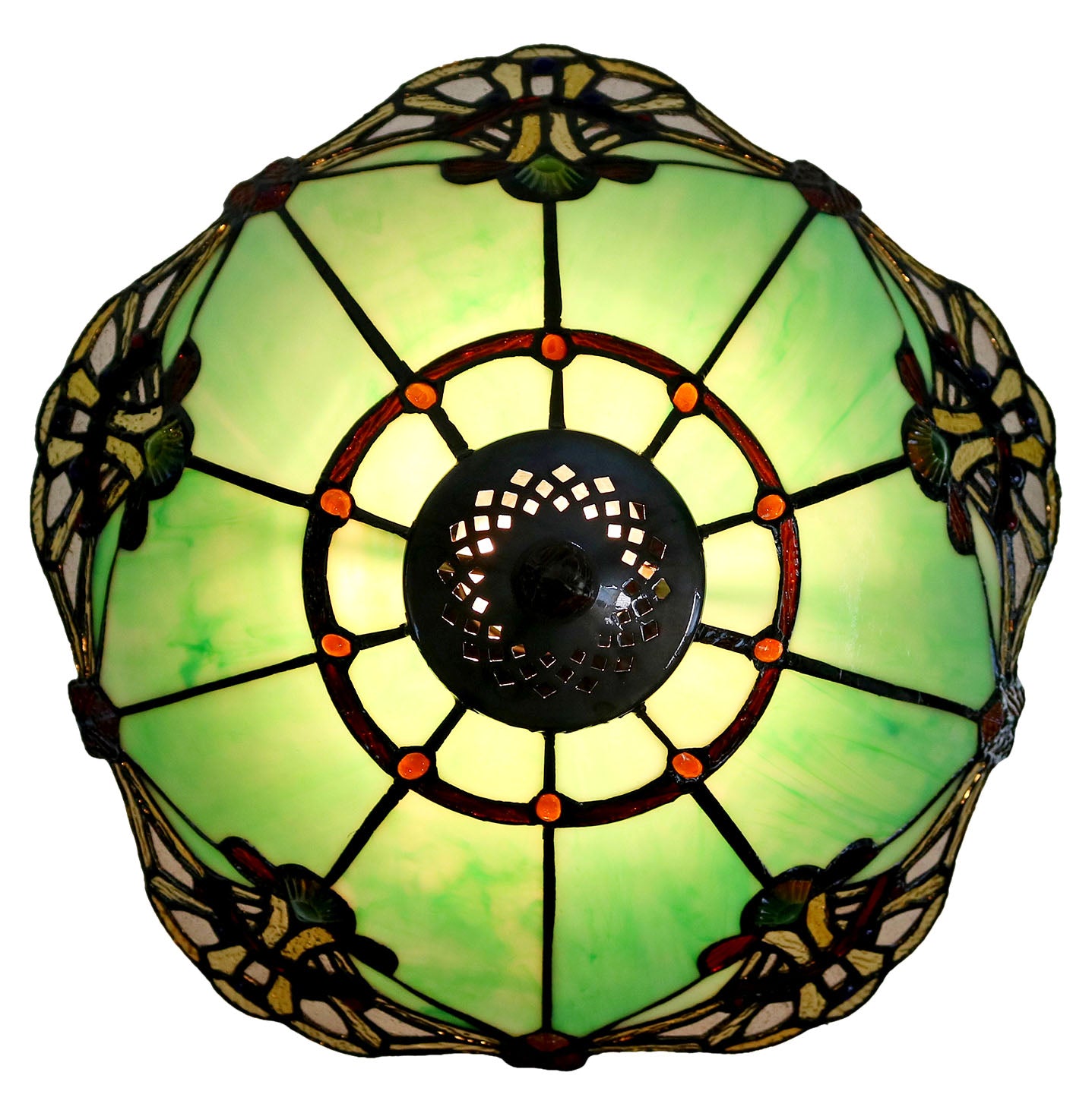 14" Green Jewel Carousel  Tiffany Stained Glass Shade Downlight Tiffany Pendant Lights