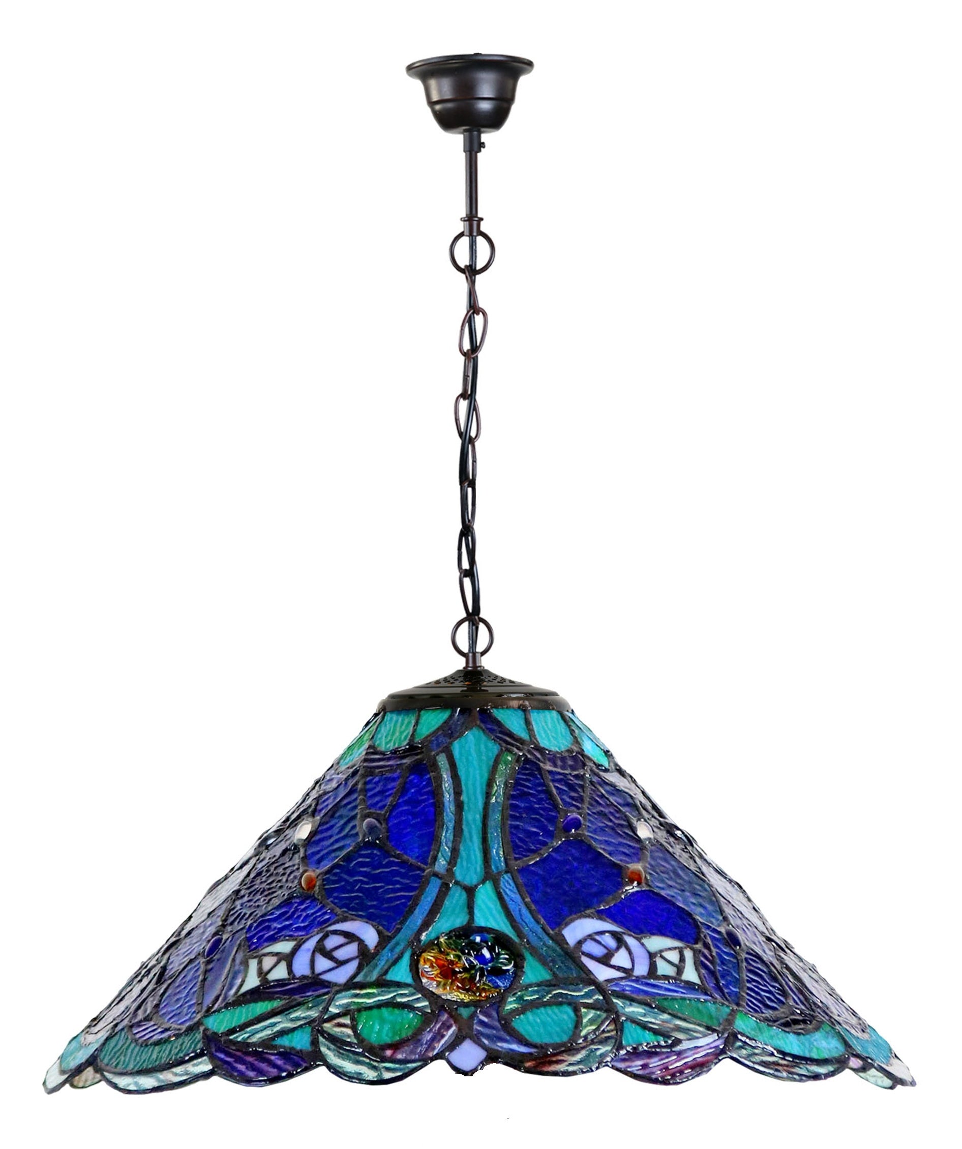 16" Flower Pink Desert Rose Style Tiffany  Pendant Light @Blue