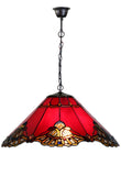 Large 20 " Red Baroque Style Tiffany  Pendant Light