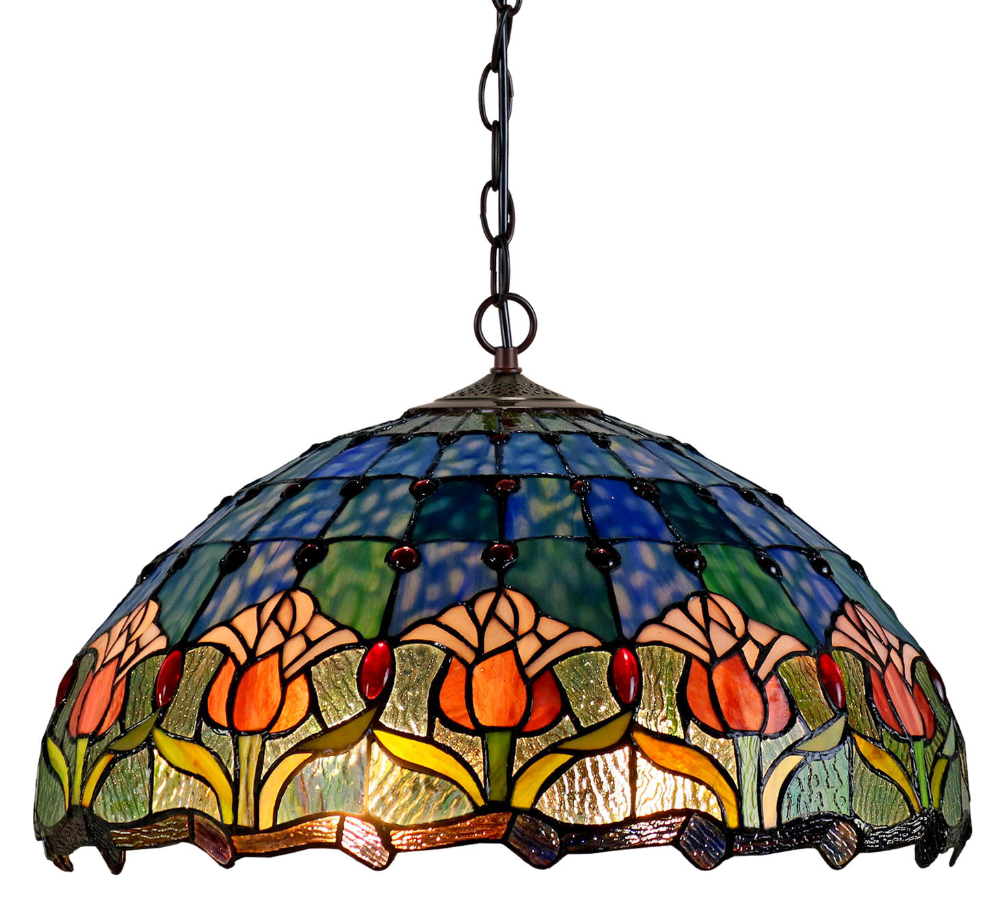 Large 20" Blue Tulip Style Tiffany  Pendant Light Down light