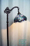 Blue Dragonfly Style Leadlight Stained Glass Bridge Arm Tiffany  Floor Lamp