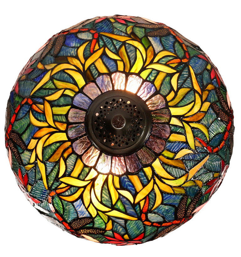 16" Blue Traditional Dragonfly Tiffany Table Lamp