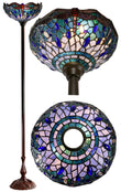 14"  Blue Dragonfly Style Tiffany Floor Torchiere Lamp