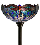 14"  Blue Dragonfly Style Tiffany Floor Torchiere Lamp