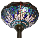 14"  Blue Dragonfly Style Tiffany Floor Torchiere Lamp