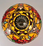 12" Red Camellia Tiffany-Style Bedside Lamp