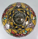 12" Red Camellia Tiffany-Style Bedside Lamp