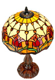 12" Red Tulip Style Tiffany Bedside Lamp