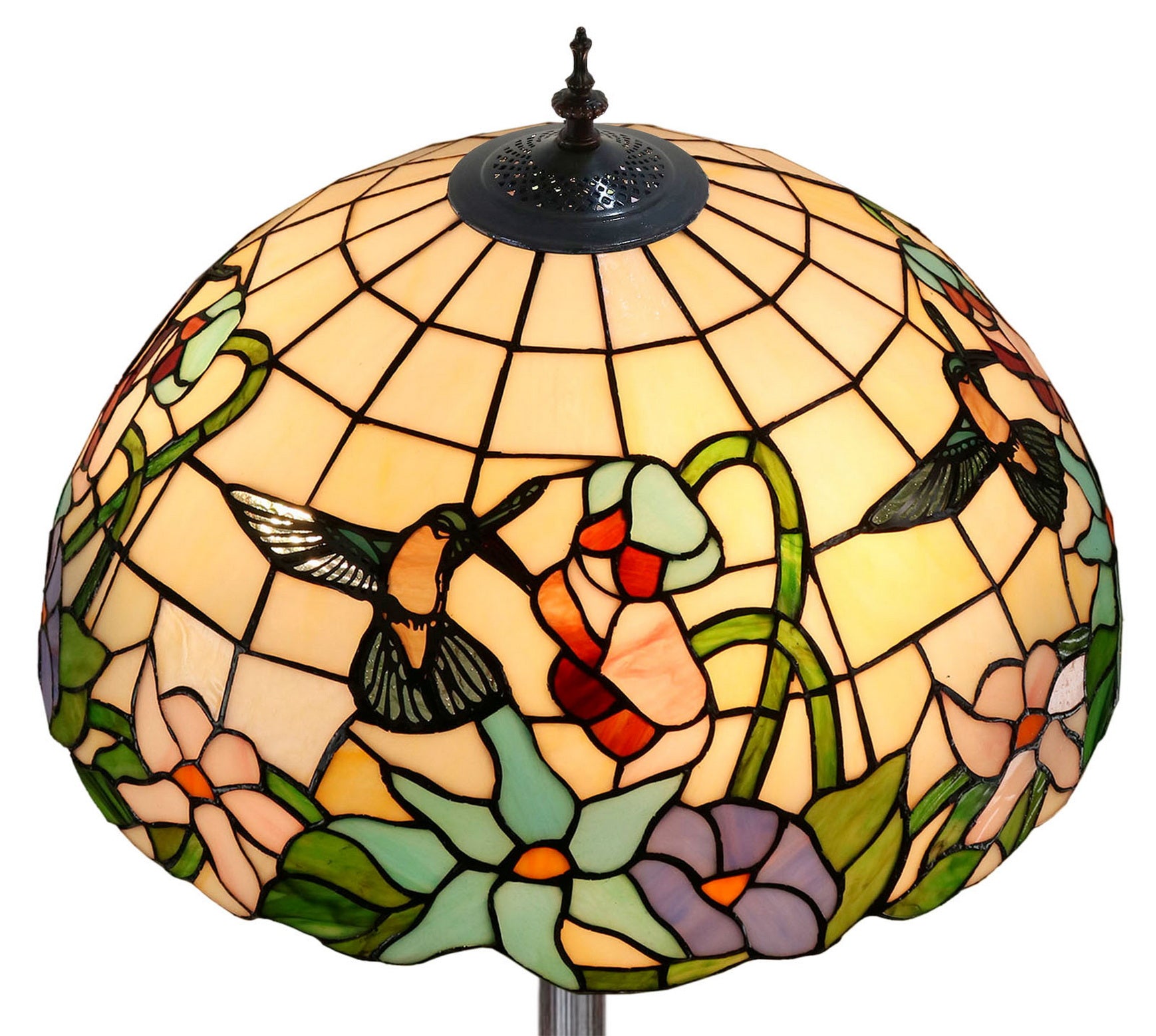 Gorgeous Huge 20” Hummingbird Flower Tiffany Floor Lamp