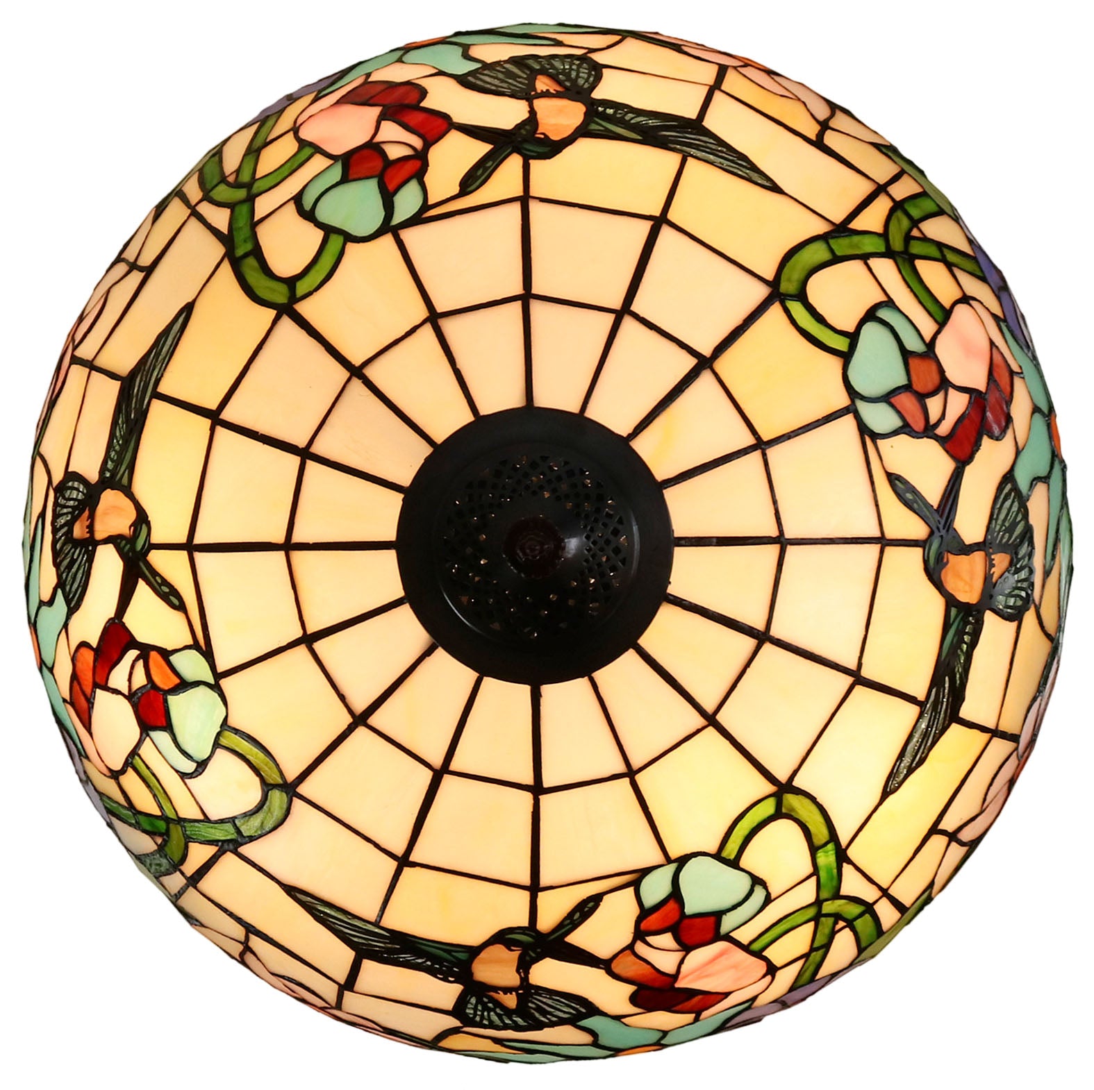 Gorgeous Huge 20” Hummingbird Flower Tiffany Floor Lamp