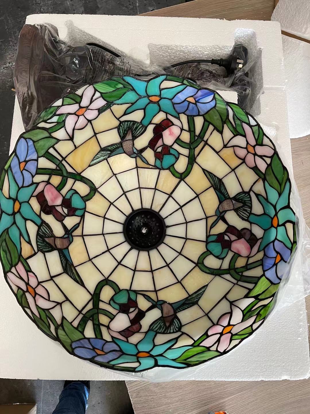 Gorgeous Huge 20” Hummingbird Flower Tiffany Floor Lamp