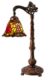 Camellia Style Leadlight Stained Glass Bridge Arm Tiffany  Table Lamp
