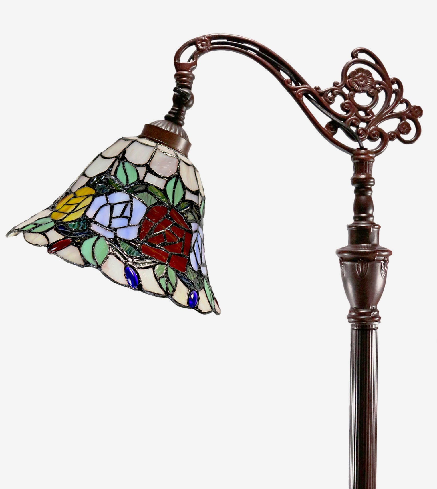 New Arrivals@Rose Style Leadlight Stained Glass Bridge Arm Tiffany  Floor Lamp