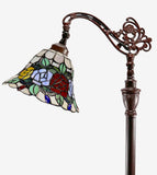 New Arrivals@Rose Style Leadlight Stained Glass Bridge Arm Tiffany  Floor Lamp