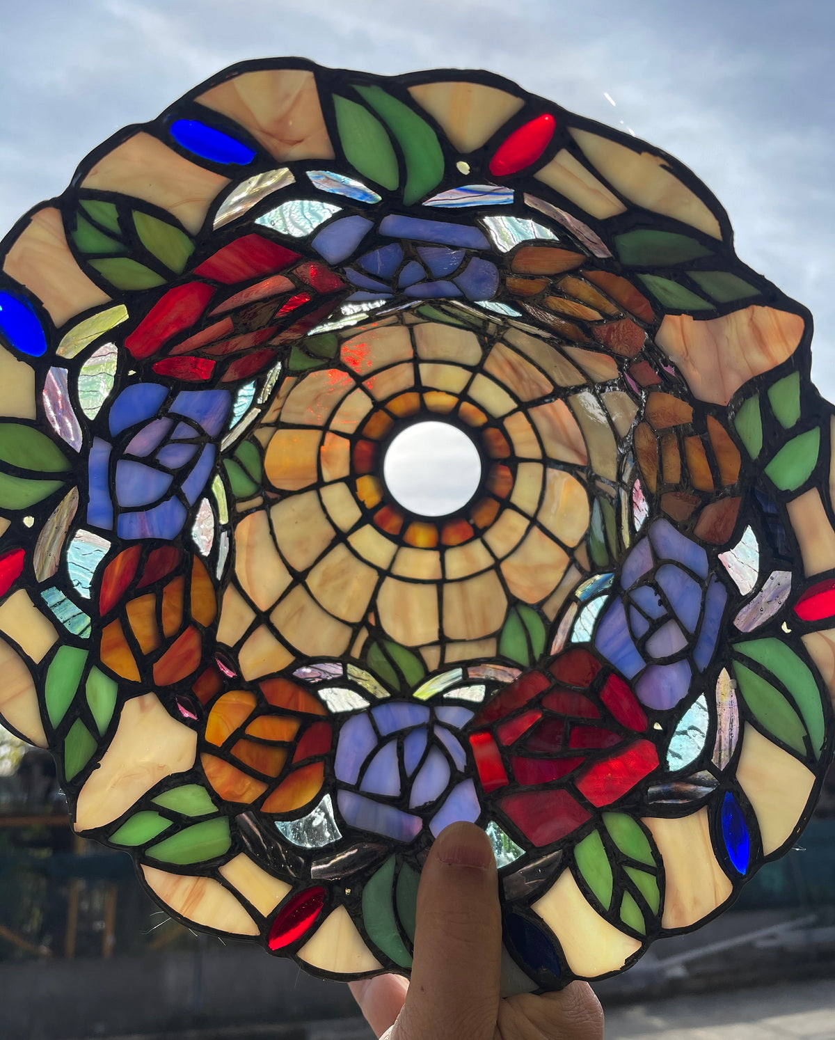 New Arrivals@Rose Style Leadlight Stained Glass Bridge Arm Tiffany  Floor Lamp